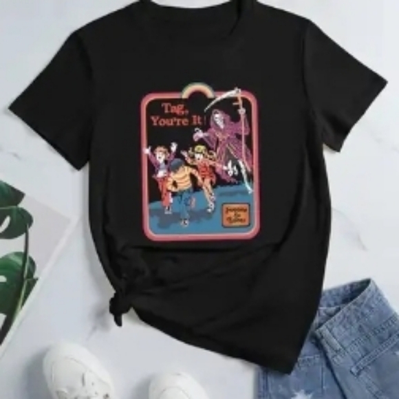 . Tops - Funny Graphic Print T-Shirt